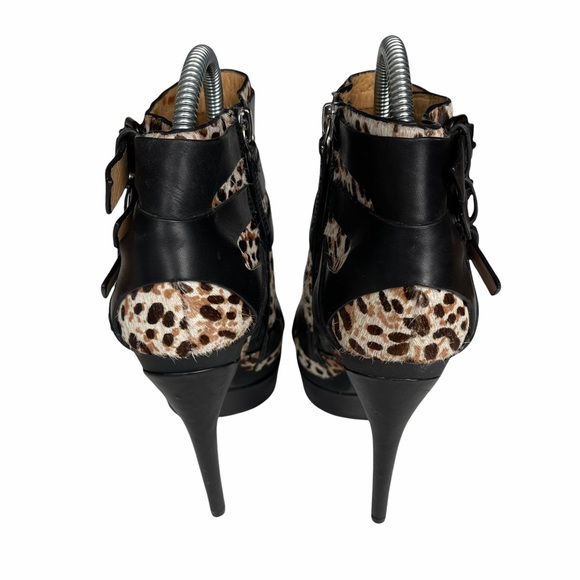 L.A.M.B. Dorrie Animal Print Real Fur Peep Toe High Heeled Booties Size 5.5 - Picture 6 of 12